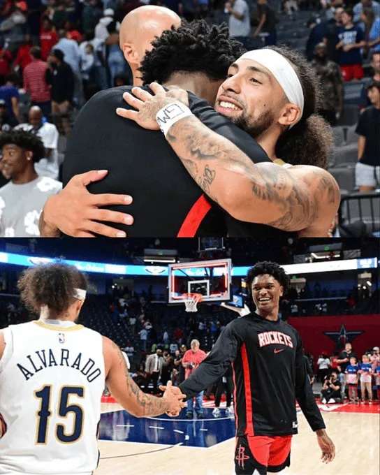 冲突过后显风度！火箭鹈鹕两将赛后握手拥抱化解赛场风波